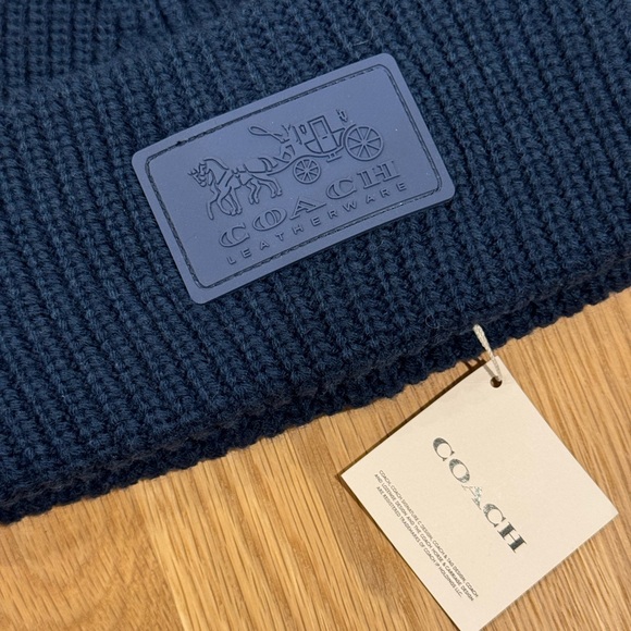 NWT Coach Wool Knit Hat Beanie Navy Blue - Picture 5 of 5